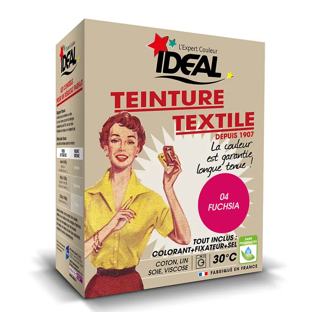 Ideal Teinture textile vintage fuschia Idéal 350g* Entretien Du Textile