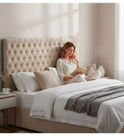 Pro Et Discount Tete de Lit en Velours Alcantara beige 190 x 100 cm - Couleur Sable* Tête De Lit