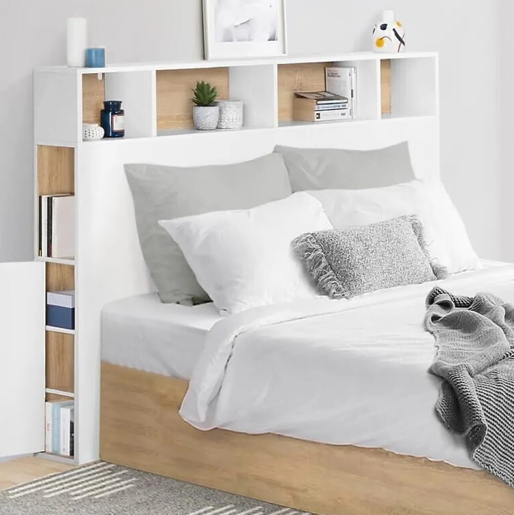 Nature Pro Tete de Lit Rangement Bois Blanc + Etagere Chambre* Tête De Lit