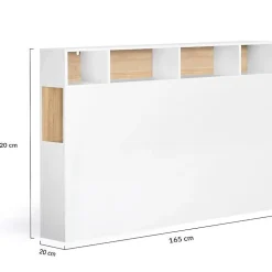 Nature Pro Tete de Lit Rangement Bois Blanc + Etagere Chambre* Tête De Lit