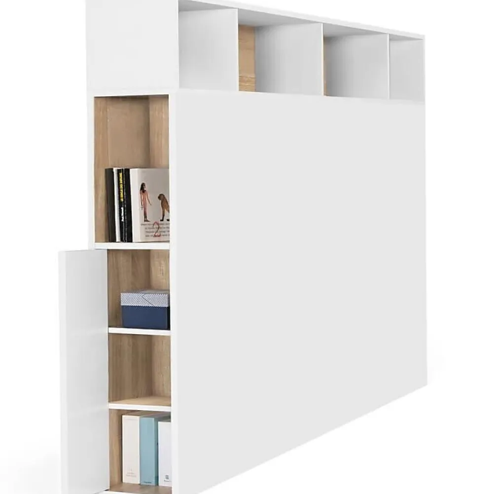 Nature Pro Tete de Lit Rangement Bois Blanc + Etagere Chambre* Tête De Lit
