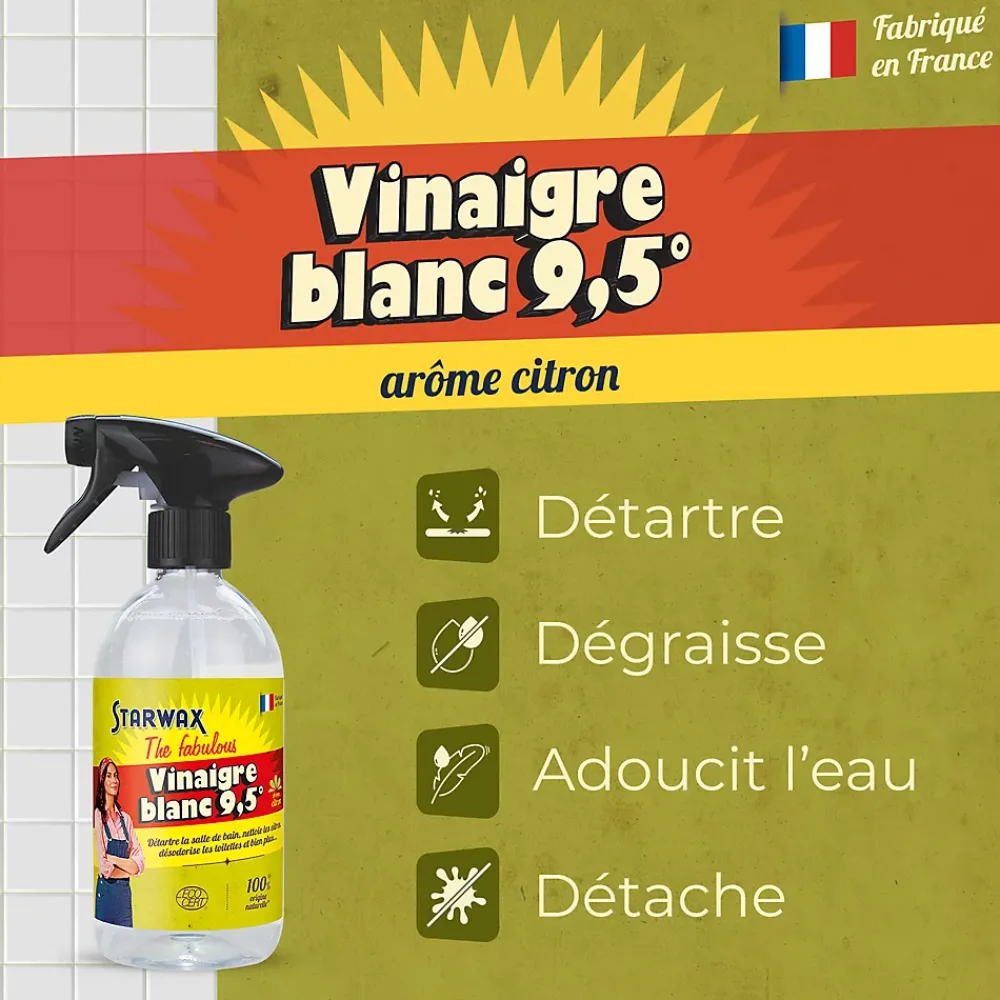 Starwax The fabulous Vinaigre blanc 9,5° parfum citron 500ml* Vinaigre Ménager