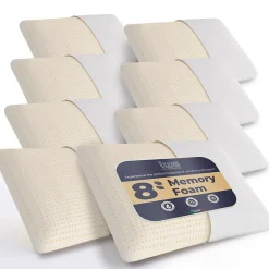 The White Stone Lot de 8 Oreillers en Mousse à Mémoire de Forme 40 x 70 cm, Hauteur 11 cm* Oreiller Mémoire De Forme
