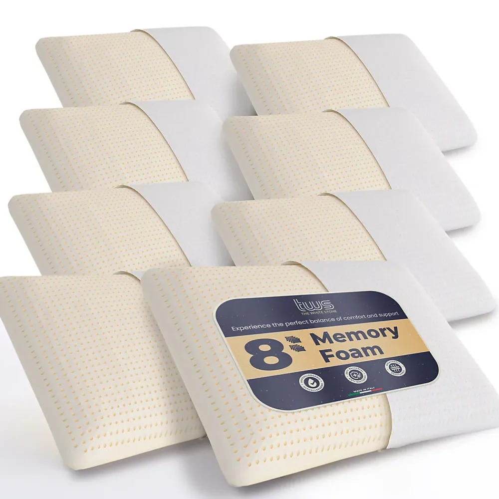 The White Stone Lot de 8 Oreillers en Mousse à Mémoire de Forme 40 x 70 cm, Hauteur 11 cm* Oreiller Mémoire De Forme