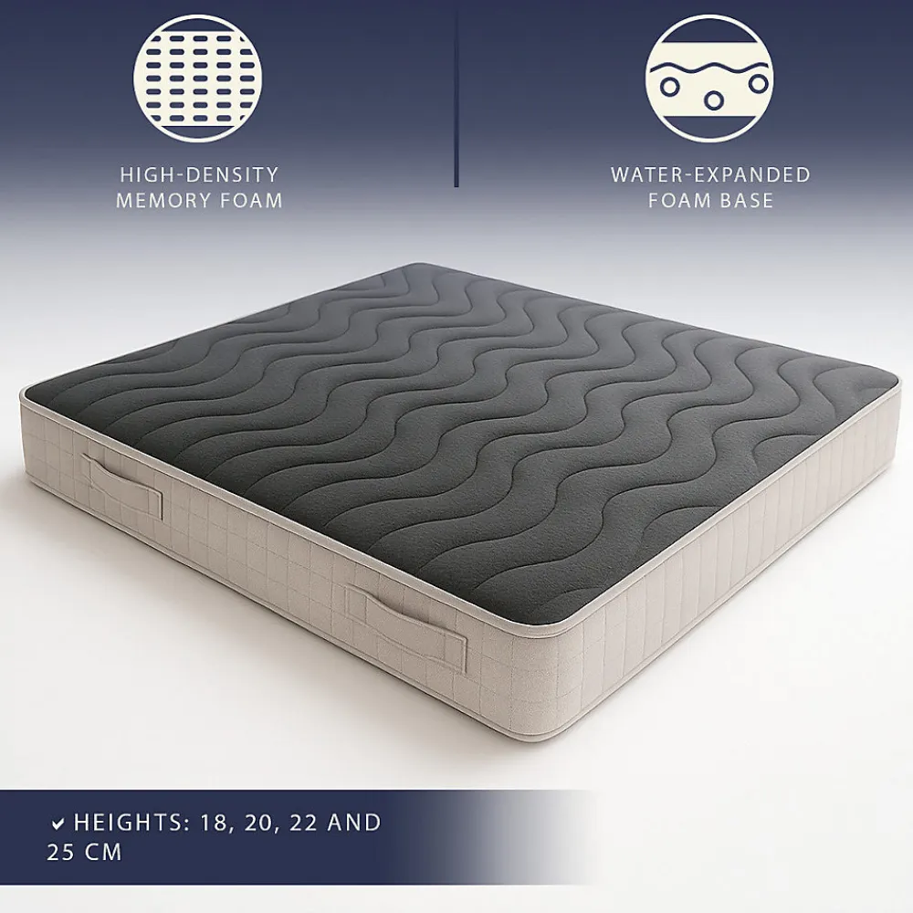 Matelas 140x190 cm en Mousse à Mémoire, Hauteur 20 cm>The White Stone Outlet
