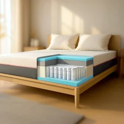 Matelas 90x190 en Mousse à Mémoire Breeze et Ressorts Ensachés, Hauteur 30 cm>The White Stone Outlet