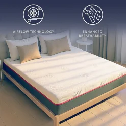 Matelas 90x190 en Mousse à Mémoire Breeze et Ressorts Ensachés, Hauteur 30 cm><noscript><img width=