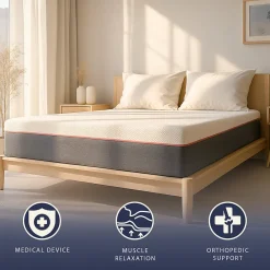Matelas 90x190 en Mousse à Mémoire Breeze et Ressorts Ensachés, Hauteur 30 cm><noscript><img width=