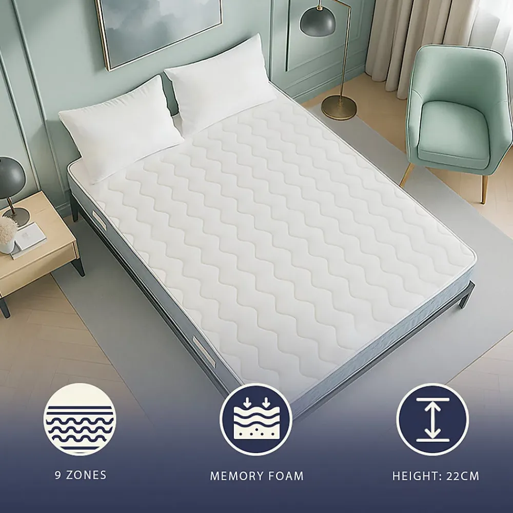 The White Stone Matelas 140x190 cm en Mousse Hypoallergénique et Memory Foam, Hauteur 22 cm* Matelas