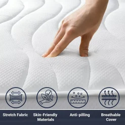 The White Stone Matelas 155x205 cm en Mousse Antibactérien* Matelas