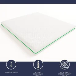 The White Stone Surmatelas 90x190 en Memory Foam Breeze à 9 Zones* Surmatelas
