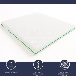 The White Stone Surmatelas 140x190 en Memory Foam Breeze à 9 Zones* Surmatelas