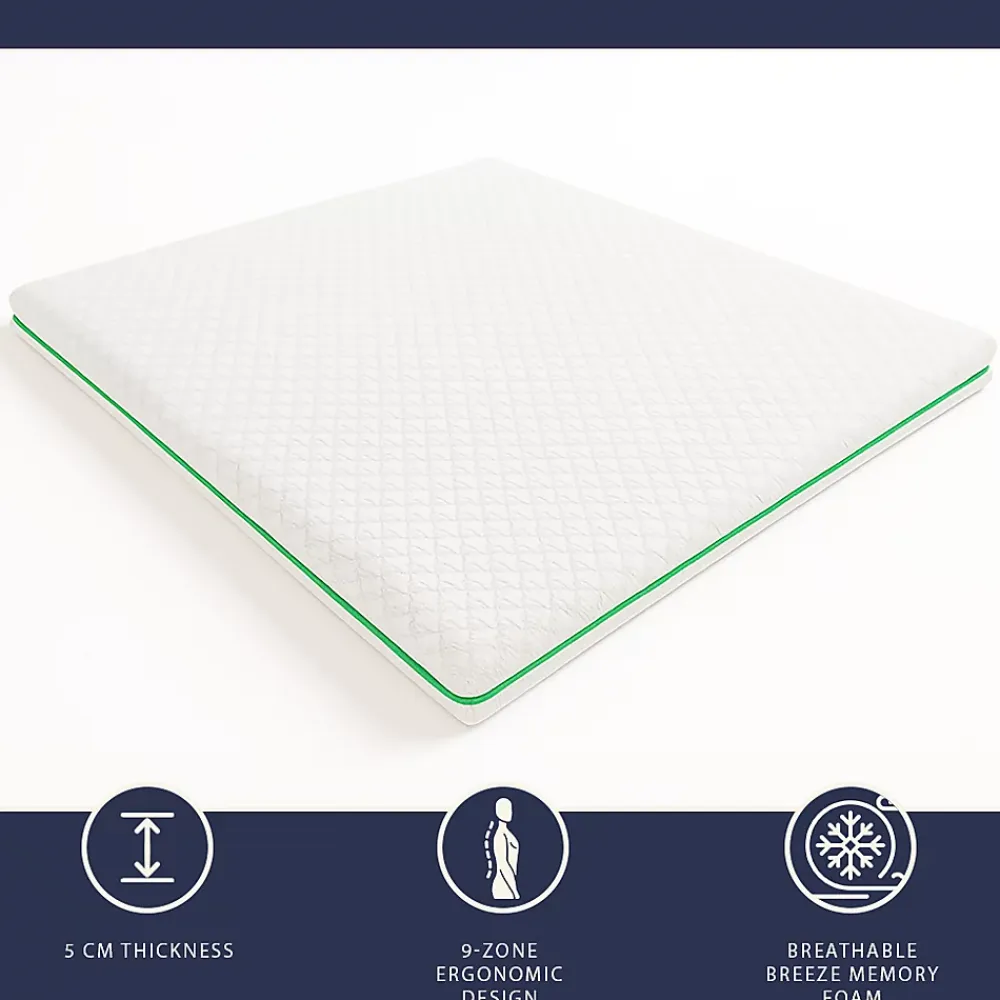 The White Stone Surmatelas 90x200 en Memory Foam Breeze à 9 Zones* Surmatelas