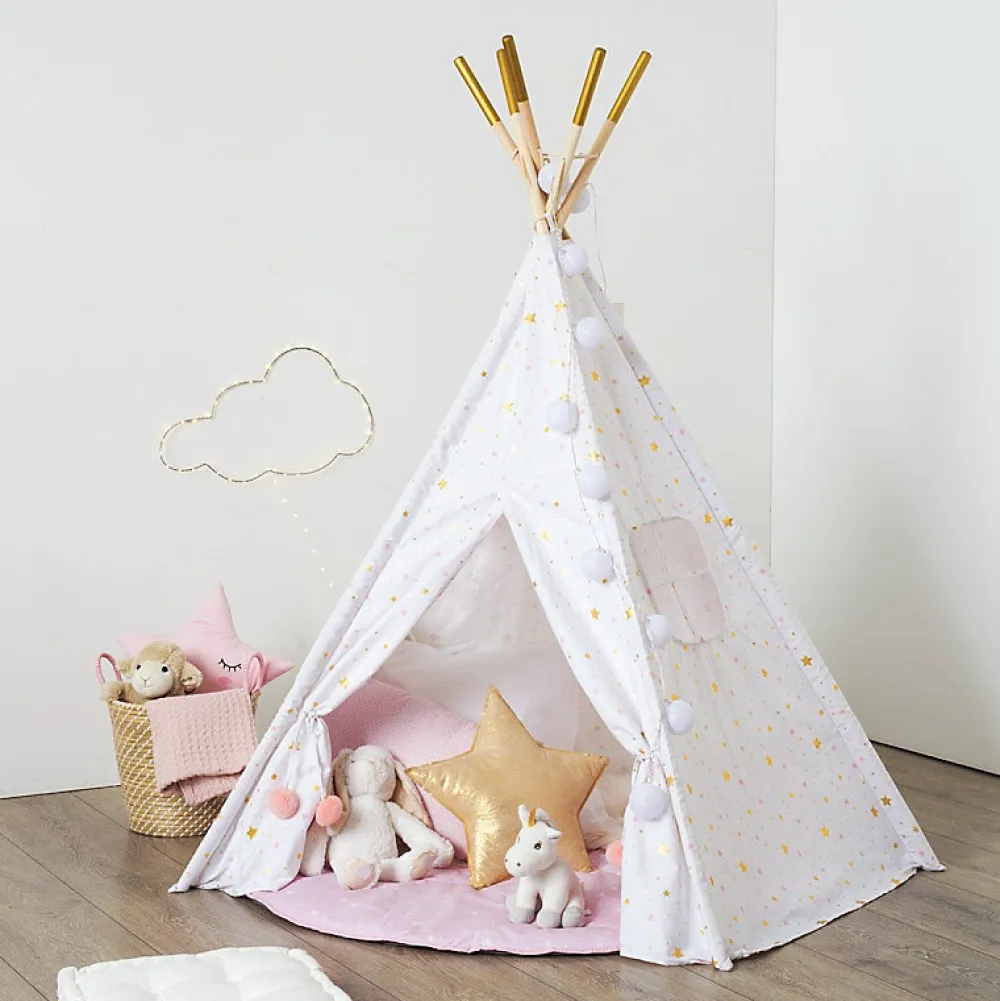Atmosphera Créateur D'Intérieur Tipi enfant blanc & doré - Atmosphera*Enfant Lit Enfant