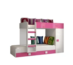 TOLEDO 2 Lit superposé 203,3/106,6/125 (blanc/rose)>Abiks Meble Sale