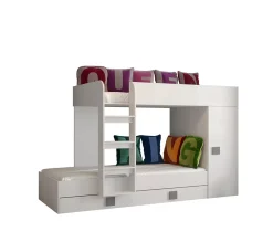 TOLEDO 2 Lit superposé 203,3/106,6/125 (blanc/blanc/gris)>Abiks Meble Hot