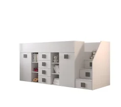 TOLEDO 3P Lit superposé 248,5/123/93 (blanc/blanc/gris)>Abiks Meble