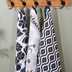 Torchon imprimé Twisted lime coton noir & blanc 45x70cm - Atmosphera>Atmosphera Créateur D'Intérieur Discount