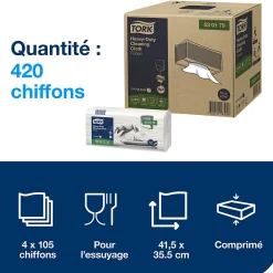 Chiffon de Nettoyage Ultra-résistant blanc W4, Multi-usages, 4 x 105 chiffons, 530179><noscript><img width=