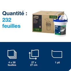 Tork Seau de Lingettes humides pour Nettoyage des mains blanc W14, sans parfum, 1 x 58 lingettes,190592* Produit Multi-Usages|Lingette