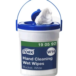 Tork Seau de Lingettes humides pour Nettoyage des mains blanc W14, sans parfum, 1 x 58 lingettes,190592* Produit Multi-Usages|Lingette