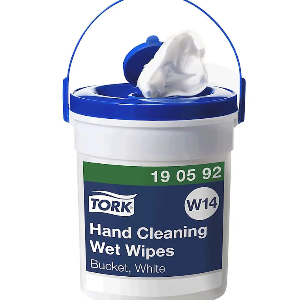 Tork Seau de Lingettes humides pour Nettoyage des mains blanc W14, sans parfum, 1 x 58 lingettes,190592* Produit Multi-Usages|Lingette