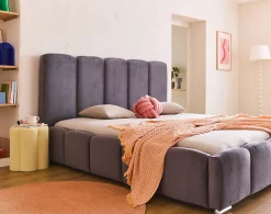 Best Mobilier Torreon - lit coffre - 140x200 - sommier inclus - en velours -* Lit Coffre