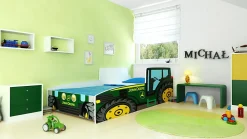 Kobi Tracteur lit simple vert 160x80 avec matelas*Enfant Lit Enfant