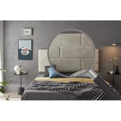 Eccox Tête de lit 120 Bricks Tissu Anti-Tache 152x57x5 Effet Granit Blanc Cassé.* Tête De Lit