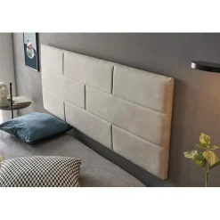 Eccox Tête de lit 80 Briques Tissu Anti-Tache 112x57x5 Effet Granit Blanc Cassé.* Tête De Lit