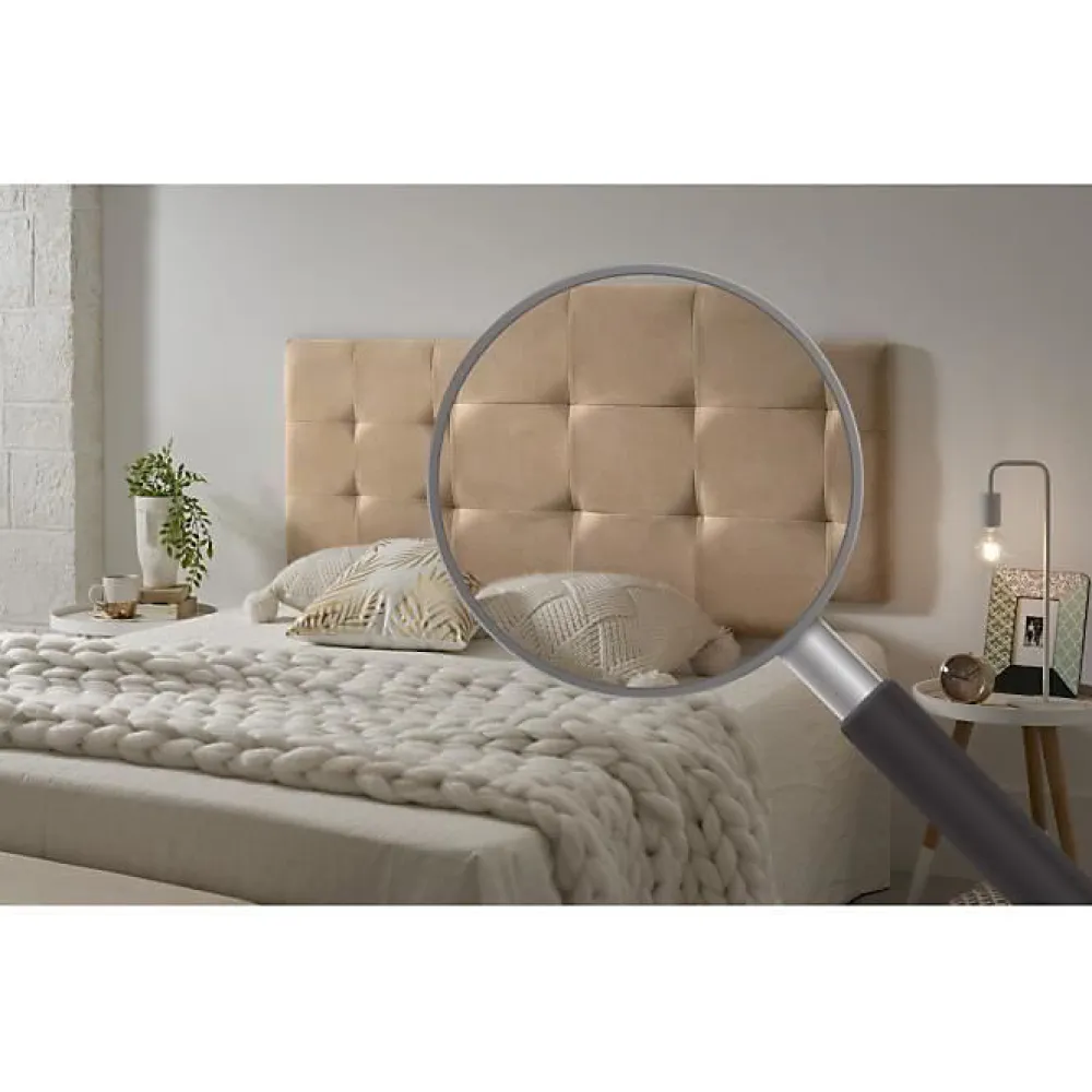 Tête de lit 160 Capitone Damier Tissu Anti-Tache 162x57x5cm Camel Clair.>Eccox Hot