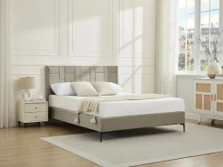 Tête de lit 140 cm - Velours - Taupe - HERMINE><noscript><img width=