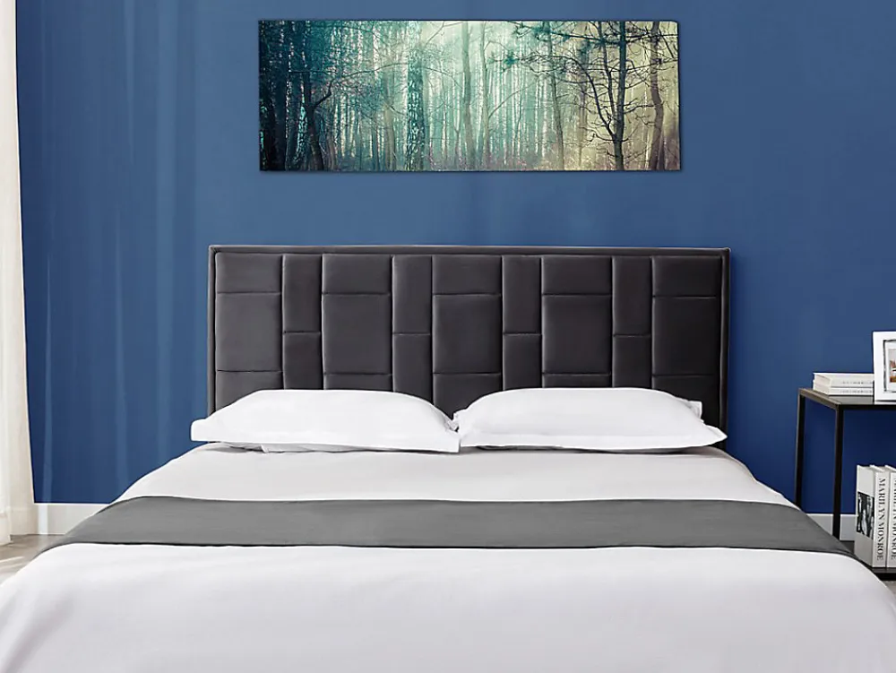 Tête de lit 140 cm - Velours - Gris foncé - HERMINE>Vente-unique