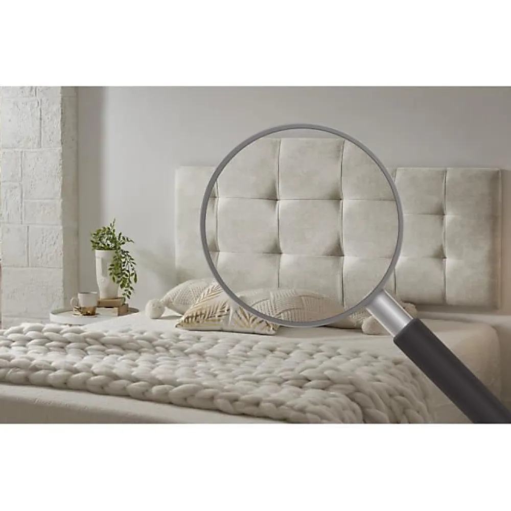 Eccox Tête de lit - - 105 Capitone - Tissu Anti-Tache - 112x57x5cm - Blanc Granit Cassé* Tête De Lit