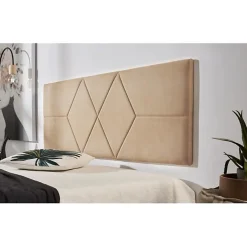 Tête de lit - - 112 x 57 cm - Tissu Anti-Tache - Design Contemporain - Couleur Camel><noscript><img width=