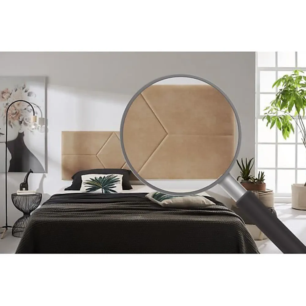 Tête de lit - - 112 x 57 cm - Tissu Anti-Tache - Design Contemporain - Couleur Camel>Eccox Clearance