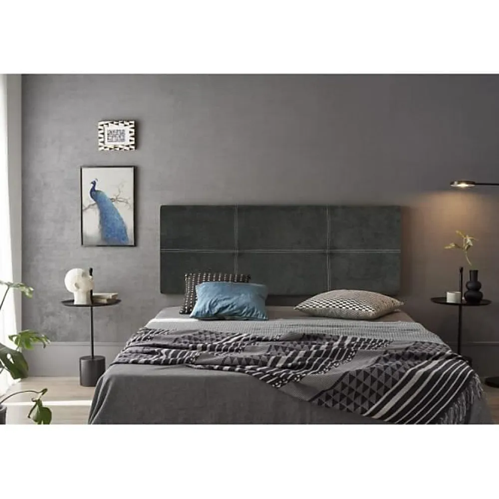 Tête de lit - - Dalia - Tissu Aqualine - Gris - 160 cm - Rembourrée>Eccox Online
