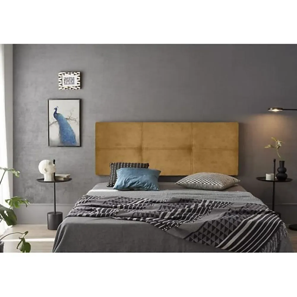 Eccox Tête de lit - - Dalia - Tissu Aqualine Jaune - 145 cm - Rembourrée et élégante* Tête De Lit
