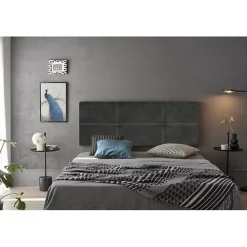 Eccox Tête de lit - - Dalia - Tissu Aqualine - Gris - 210 cm - Rembourrée* Tête De Lit