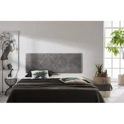 Eccox Tête de lit - - Deux Diamants - 152 x 57 x 5 cm - Tissu Anti-Tache - Couleur Gris* Tête De Lit