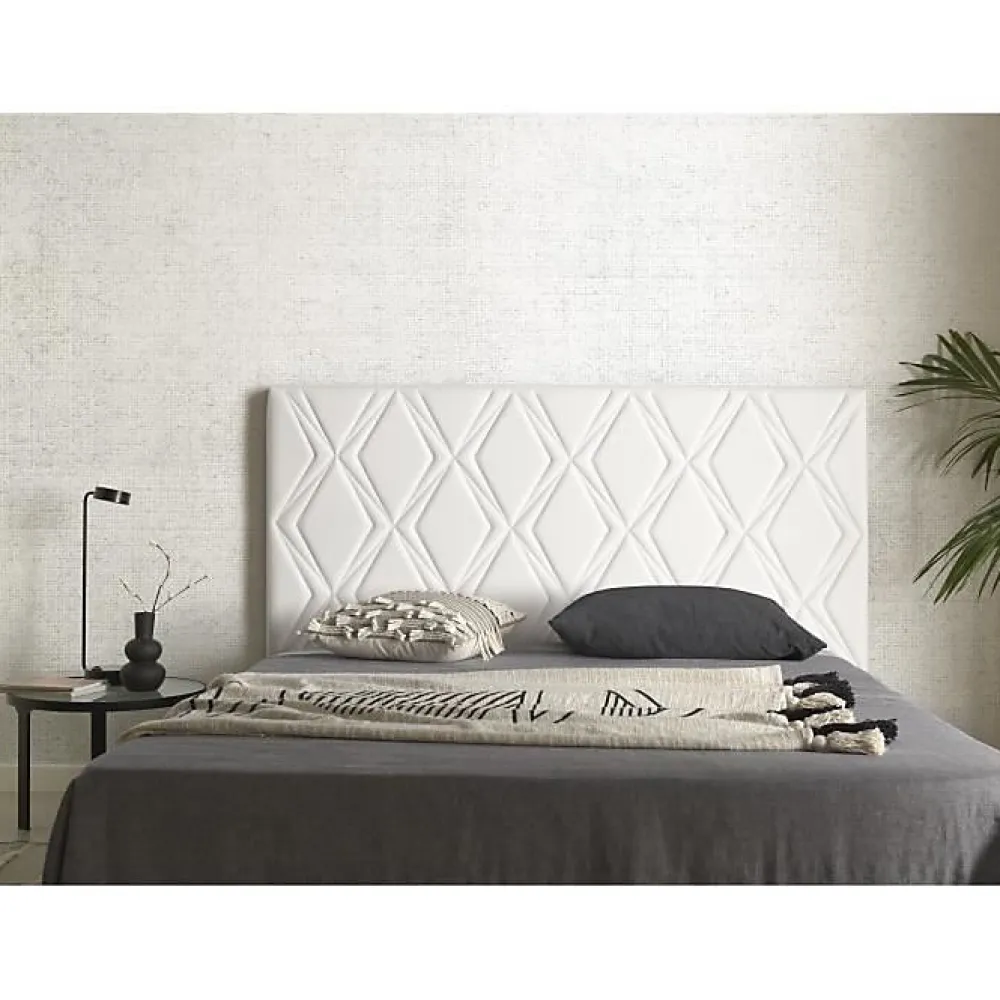 Tête de lit - - Rubi - Similicuir - 154x115x8 cm - Blanc cassé - Aquaclean>Eccox Best