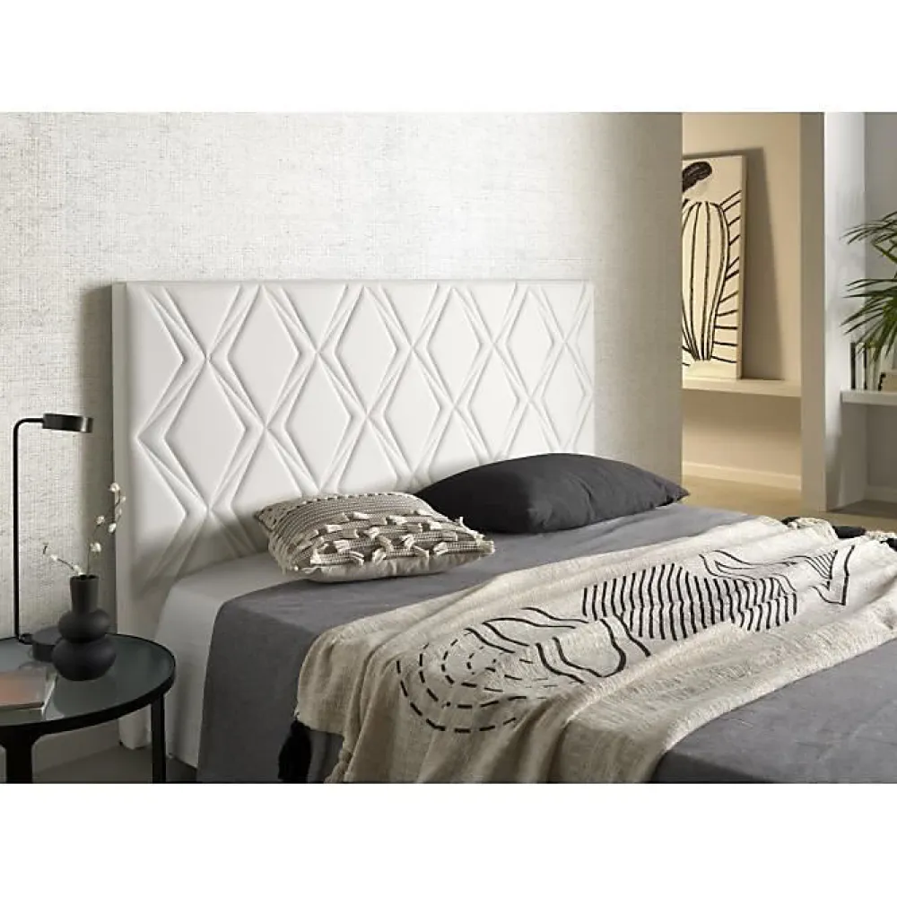 Tête de lit - - Rubi - Similicuir - 154x115x8 cm - Blanc cassé - Aquaclean>Eccox Best