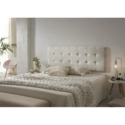 Eccox Tête de lit - - 112x57cm - Tissu Anti-Tache - Design Contemporain - Effet Granit Blanc Casse* Tête De Lit