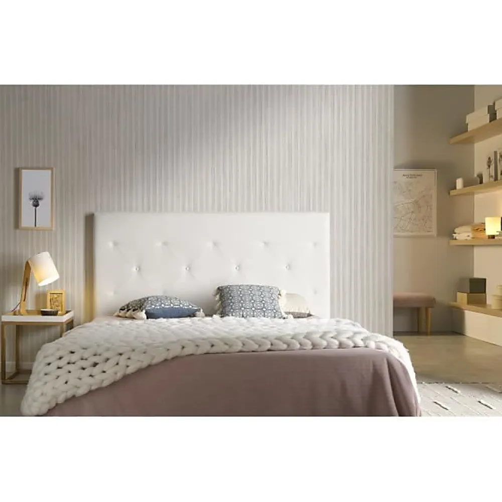Tête de lit - - Zafiro - Similicuir - Blanc - 115x115x8 cm>Eccox Outlet