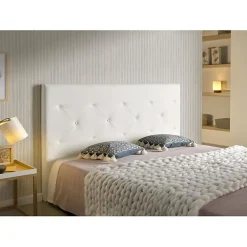 Tête de lit - - Zafiro - Similicuir - Blanc - 115x115x8 cm><noscript><img width=