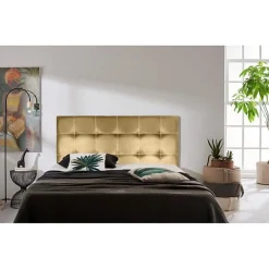 Tête de lit - Iris - Similicuir doré - 115 cm - Élégante - Fabriquée en Espagne>Eccox New