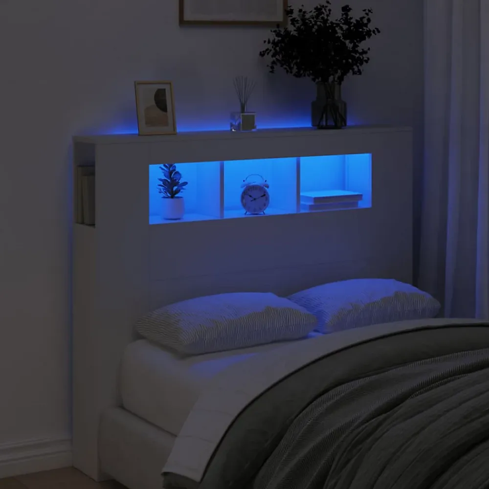Vidaxl Tête de lit à LED blanc 120x18,5x103,5 cm bois d'ingénierie* Tête De Lit