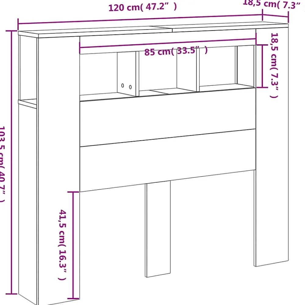 Vidaxl Tête de lit à LED blanc 120x18,5x103,5 cm bois d'ingénierie* Tête De Lit