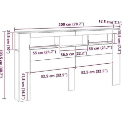 Tête de lit à LED chêne artisanal 200x18,5x103,5 cm><noscript><img width=