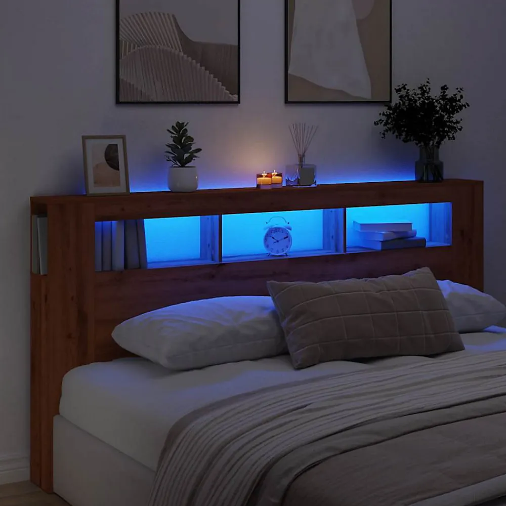 Tête de lit à LED chêne artisanal 200x18,5x103,5 cm>Vidaxl New